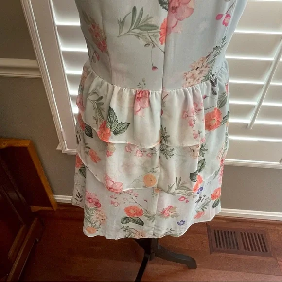 Express Light Blue Floral Halter Dress - Picture 6 of 9